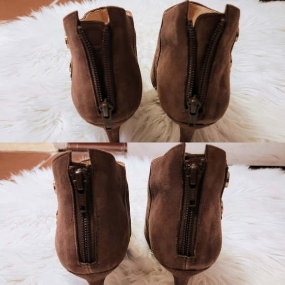 Lanvin En Bleu Suede Platform Stiletto Booties Brown Size 7 - Picture 6 of 12